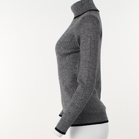 Calvin Klein Black White Marled Rib Turtleneck Sweater - Picture 3 of 5